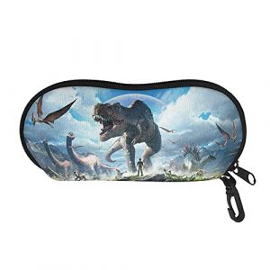Binienty &Eacute;tui &agrave; lunettes souple, Pochette &eacute;tui sac &agrave; lunettes avec fermeture &eacute;clair avec clip de ceinture, portable, dinosaure, taille unique (binientyEUR, neuf)