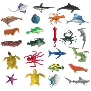 Figurines D'animaux, 24 PCS Animaux Marins, Mini Figurines D'animaux Marins, Figurine Animaux, Mer Créatures Figures, Jouet Animaux, Sous La Mer Figurine, Cadeau de Bain pour Enfants Éducatifs (E) (kangruiyuan, neuf)