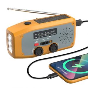 Portable Radio, DOLUCKY Radio a Pile Survie, Dynamo AM/FM de Direction du Vent et de la météo, avec Batterie de 2000 mAh, d'urgence Solaire, avec Lampe de Poche LED, Alarme SOS, Peut Charger Les (Dolucky, neuf)