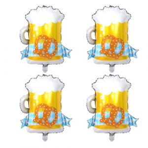 WUSJCOF 4 ballons à bière géants, ballons en aluminium pour bière, ballons en aluminium pour verres à bière, pour anniversaires, mariages, fêtes sur le thème de la bière, décorations de festivals (NAROU DUTEN, neuf)