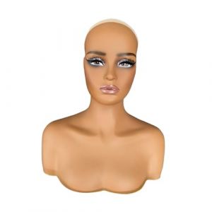 KiBcsLic T&ecirc;te de mannequin femme, buste, mod&egrave;le de perruque, support avec &eacute;paule, coiffe, foulards, boutique de chapeaux, porte-bijoux r&eacute;aliste (Ang Yiyun, neuf)