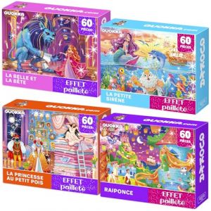 QUOKKA Puzzles pour Enfants De 4 &Agrave; 6 Ans &ndash; Lot De 4 De 60 Pi&egrave;ces &ndash; Coffret De F&eacute;eriques avec Princesse &ndash; Jeu Calme pour Les Enfants D'&Acirc;ge Pr&eacute;scolaire &ndash; Jouet &Eacute;ducatif Certifi&eacute; FSC (Adducate Inc., neuf)