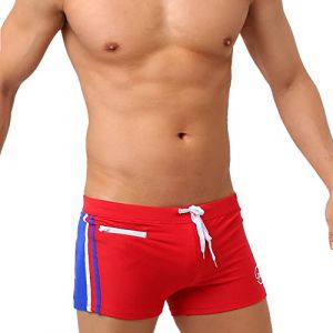 UXH Maillot de bain push-up rembourré pour homme avec poche rembourrée et short de plage, Rouge, X-Large (UXH Fashion, neuf)