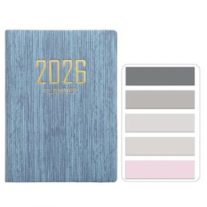 RuiChy Mini 2026 Agenda de Poche, Couverture Textur&eacute;e en PU Petit A7 Planner Semainier 128 Pages Weekly Agenda Journalier Organisateur Calendrier Carnet avec Morandi Onglets D'Index (Bleu) (RichUp, neuf)
