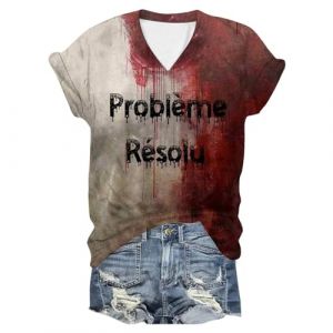 Probl&egrave;me R&eacute;solu T-Shirt Femme D&eacute;guisement Halloween Bloody Col Rond Tops Horreur Costume Sanglant Tee Shirt (Coffee #2, XL) (hoarse-NU, neuf)