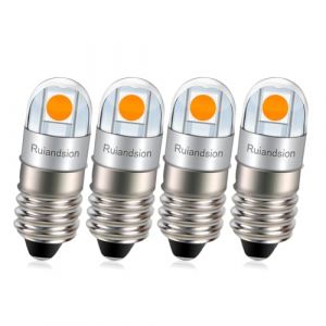 Ruiandsion Lot de 4 ampoules LED E10 9 V sans polarité Culot à vis 3030 2SMD Jaune pour lampe torche de vélo (Ruiandsion, neuf)
