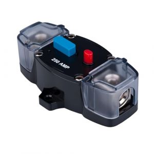 250 AMP Disjoncteur Automatique 250A Porte-fusible en Ligne Bloc Onduleur R&eacute;armable DC 12V-48V Trolling Motor Audio Stereo R&eacute;initialisation Manuelle pour voiture Marine Camping-car Bateau Camion (Keple, neuf)