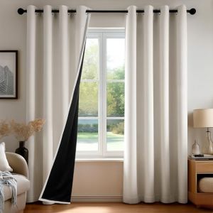 Deconovo Rideaux Opaques &agrave; &oelig;illets, occultants, Aspect Lin, Rideaux de Salon, Thermiques pour Chambre, isolants Thermiques,140x280 (Largeur x Hauteur), Lin, Lot de 2 (Deconovo-Home, neuf)