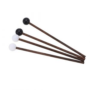 4 Pièces Maillet de Tambour de Langue en Acier Instruments Baguette Tambour Percussion de Baguette en Bois en Caoutchouc pour Enfants (Gransun, neuf)