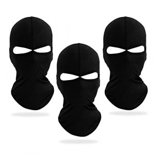 NITAIUN 3 Pièces 2 Trous Cagoules, Cagoules de Visage de Sport Complet, Noir Lycra Masque, Respirant Souple Cagoule Balaclava, Ski Moto Vélo Masque, Cagoule Masque pour Homme Femme (3 Pièces) (QiMingXia EU, neuf)