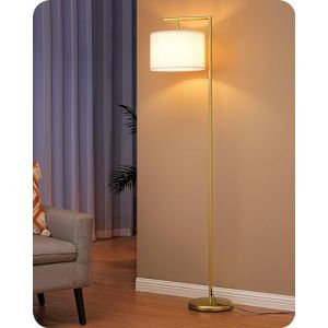 EDISHINE Lampadaire sur Pied Salon, Lampe à Arc Abat-Jour en Lin Réglable, E27 Ampoule(2700K Blanc Chaud) Incluse, Interrupteur au Pied, luminaires intérieur pour Salon, Chambre, Bureau, Hôtel (DewenwilsDirect, neuf)