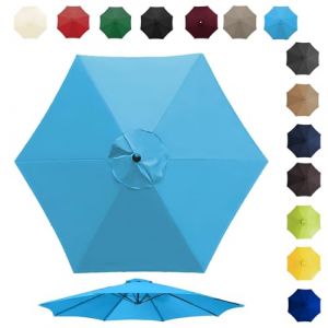 Toile De Rechange Pour Parasol De 200cm 270cm 300cm 6/8 Baleines, Auvent De Rechange Pour Parasol D'extérieur, Polyester Anti Uv 50+, Résistant À La Décoloration(Color:Lake blue,Size:6 ribs-3m(9.8ft)) (banshandaoren, neuf)