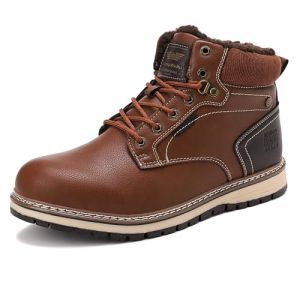 AX BOXING Chaussure Homme Hiver Chaussure Chaud Fourr&eacute;es Bottine Cuir Antid&eacute;rapant Bottes Neige Lacet Chaussure Montante Taille 41-46 EU (Marron fonc&eacute;_B, 44 EU) (AX BOXING, neuf)