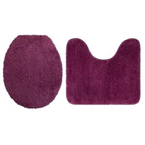 Brandsseller Lot de 2 tapis de WC avec découpe 45 x 50 cm, housse pour abattant de WC 38 x 48 cm en microfibre douce antidérapante - Violet (brandsseller, neuf)