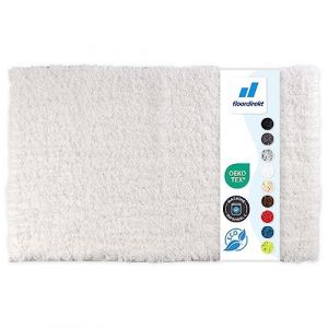 Floordirekt Sky Soft Tapis de bain carré et rond - Extra moelleux - Antidérapant et à séchage rapide - Plusieurs couleurs et tailles (50 x 80 cm, blanc) (MEISTEREI, neuf)