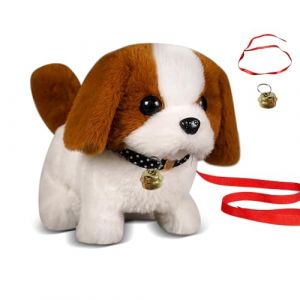 Chien Interactif, Chien Jouet Enfant avec Laisse et Cloches,Chien qui marche et aboie,Peluche jouet interactif chien,Jouet chien qui marche pour 2 3 4 5 6 7 8 Ans Filles Garçons Cadeau (Saint Bernard) (KUWUNG, neuf)