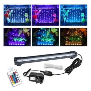 Tube LED RVB &agrave; bulles d'air pour aquarium, 16 couleurs, 4 modes, t&eacute;l&eacute;commande IP68 submersible (18 cm) (Bestfortune, neuf)