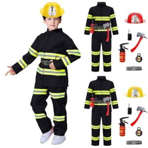 D&eacute;guisement Pompier Enfant, Deguisement Costume De Pompier Enfant 4 5 Ans, Policier avec 8 Pcs Gar&ccedil;on, Fille, Tenue R&ocirc;le Jeu Carnaval Cosplay L'&eacute;ducation Aux Exercices D'incendie (ChaoWenMao, neuf)