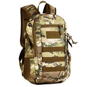 HUNTVP Sac &agrave; Dos Petit Cartable Tactique Militaire Molle Sac &agrave; Dos de Lyc&eacute;e Sac de Cours Sac de Multifonction pour Chasse Randonn&eacute;e Camping Voyage Cyclisme Trekking Scalade 12L CP Camo (Tomibag-fr, neuf)