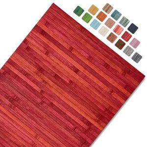 Cos&igrave;Casa Tapis Cuisine Devant Evier Lavable Bambou - Tapis Cuisine Long en Bois - Tapis De Bain Bois Antid&eacute;rapant - Tapis Bambou Salle De Bain, Caillebotis Douche Ext&eacute;rieure, Rouge Profond, 50X290 (HomeLife Italy, neuf)