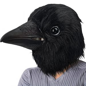 CreepyParty Masque de corbeau noir en latex réaliste pour Halloween, fête, carnaval, cosplay (Beyond Trad, neuf)