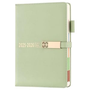 Agenda 2025-2026 2025-2026 une page par jour sur 12 mois avec onglet mensuel coloré, couverture rigide avec marque-pages, poche intérieure (vert) (Give you, neuf)