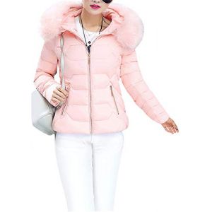 EFOFEI Femme Manteau d'hiver Jacket Court Veste &agrave; Capuche Fourrure Fausse Chaud Doudoune Parka Veston Rose M (MILKCHOCLAT, neuf)