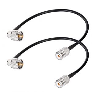 Superbat C&acirc;ble Coaxial RG58 CB PL259 SO239 30cm UHF PL259 M&acirc;le Angle Droit vers Femelle 50 ohms Faible Perte pour Radio HAM et CB, Analyseur d'Antenne, Charge Factice, Compteur SWR(2 Pi&egrave;ces) (Superbat-EU, neuf)