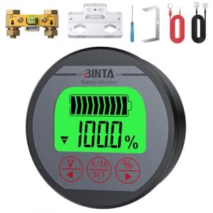 BINTA Moniteur de Batterie 8-120V 0-150A, Voltm&egrave;tre Amp&egrave;rem&egrave;tre, Indicateur de Courant et Voltage, &Eacute;cran R&eacute;tro&eacute;clair&eacute;, &Eacute;tanche, Pour Voiture, RV, Bateau, Panneau Solaire, Moto, Golf Cart (BTN-eu, neuf)