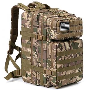 QT&QY 45L Sac &agrave; dos tactique militaire Sac d'assaut militaire Molle Grande capacit&eacute; sac d'urgence Camouflage Randonn&eacute;e Camping Trekking Sac &agrave; dos de chasse (Panda Outdoor Explorer-FR, neuf)