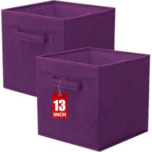 powerking Boîtes de rangement pour placards et jouets, boîtes de rangement en tissu pliables cube et organiseur de tissu, set de 2, 33 X 33 X 33 cm, Violet foncé (PowerKing FR, neuf)