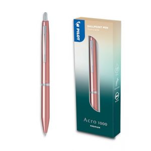 Pilot - Stylo bille premium Acro 1000 Rose Doré en coffret cadeau - Encre ultra Douce pour une fluidité d’Écriture inégalée - Stylo bille Rechargeable et Rétractable - Encre noire - Pointe Moyenne (Conipa Online - tres bien, neuf)