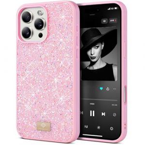 BEZ&reg; Coque pour iPhone 16 Pro Max Paillette, Coque Compatible avec iPhone 16 Pro Max Glitter,Coque Series de Etuis avec Bling & Co., &Eacute;tui en Diamant Etincelant et &agrave; Cristal Bling, Flamant Rose (TheBlingZ., neuf)