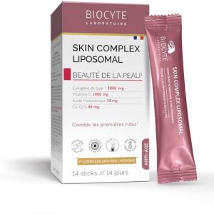 BIOCYTE Skin Complex Liposomal - Complément Alimentaire Beauté de la Peau, Anti-âge, Comble les Rides - Collagène, Vitamine C, Acide Hyaluronique, Co Q10-14 Sticks - Programme de 14 Jours (Laboratoire Biocyte, neuf)