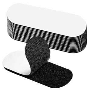 Scratch Autocollant Double Face (15 pièces), Bande Scratch Adhésive Noir, Pour Mur, Sol, Métal, Plastique, Ménage, Bricolage, Puissant Réutilisable 3 * 10cm, Ovale noir (YuanNeiWH, neuf)