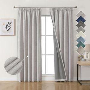 Joydeco 100% Rideau Occultant Thermique en Lin avec Galon Fronceur 167x229 cm 2 Pi&egrave;ces, Rideau Isolant Thermique Anti Froid et Chaleur &agrave; Passe Tringle pour D&eacute;coration de Porte Fen&ecirc;tre (joydeco, neuf)