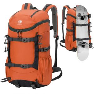 Outplea Sac a Dos Randonnée 30L, Léger Imperméable Sac a Dos Voyage, Sac à Dos Sport Quotidien Respirant pour Skateboard, Sac a Dos Loisir pour Camping Trekking, Orange (Outplea, neuf)