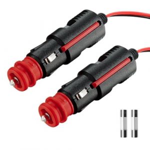 Lot de 2 Prise Allume Cigare 12V/24V Universelles &ndash; Connecteur Auto &Oslash;21mm Zigarette / &Oslash;12mm DIN Fiche avec Fusible 10A &ndash; Compatible Voiture, Camion, Moto, Camping-Car (AROMELIVII STORE, neuf)