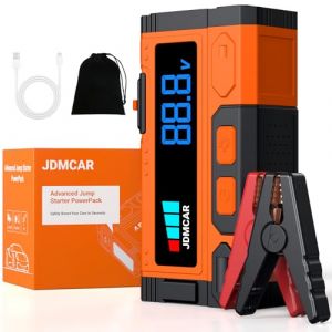 JDMCAR Booster Batterie Voiture 5000A, 12V D&eacute;marreur Batterie Voiture (jusqu'&agrave; 9.0L Diesel/8.5L Essence), Jump Starter avec LED, Booster Pinces Intelligentes, Protections Multiples Auto Moto SUV (ShengShiHongYun, neuf)