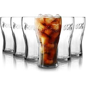 Coca Cola Lot de 6 verres à eau, 330 ml, de qualité supérieure, passent au lave-vaisselle, en cristal, transparents (IDECALE, neuf)