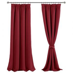 JIUZHEN Rideaux Occultants Galon Fronceur pour Rail Lot de 2 Rideau Isolant Thermique Anti UV Double Rideaux Decoration Bloquer Lumiere pour Salon Chambre 140x160cm(LxH) Rouge (JIUZHEN, neuf)