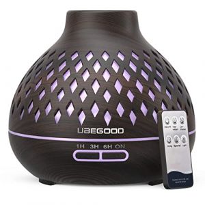 UBEGOOD Diffuseur d'arômes, 400 ML, diffuseur d'huiles essentielles avec 7 Couleurs LED, diffuseur d'huiles essentielles, humidificateur à ultrasons pour la Maison, Le Bureau, Le Spa, Le Yoga (Noir) (SANJINGYUNY, neuf)