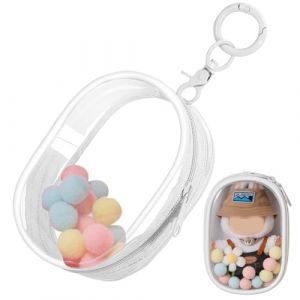 BQRKOTM Sac de poupée transparent de 17 cm - Vitrine transparente imperméable avec petite boule moelleuse - Grande coque de protection pour jouet en peluche avec porte-clés - Protégez votre poupée (ZHANG JING DE DIAN, neuf)
