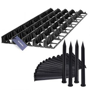 HOLZBRINK Bordures de Pelouse Bande Droite en PVC avec 45 Ancrages de Fixation, Hauteur 78mm, Longueur 15m, HRK01B-78 (Jumbo-Shop, neuf)