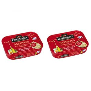 2 x Sardines ancienne - huile d&rsquo;olive 1/6 - Connetable mise en boite a la main en Bretagne - hulie d'olive vierge extra - set de 2 boites (Koopthee France, neuf)