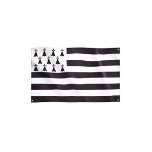 Runesol Drapeau Breton, 91x152cm, 3ft x 5ft, Kroaz Du, 4 Œillets, Œillet Dans Chaque Coin, Drapeau Breton Français, Gwenn-Ha-Du, Drapeaux De Qualité Supérieure, Intérieur, Extérieur, Couleurs Vives (Buydefinition, neuf)