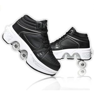 Chaussure Roller Fille Patin a Roulette Chaussures de Skateboard Rollers Quad avec 4 Roues, Basket Roller Enfant pour garçons et Filles (JinFuRongDianZi, neuf)