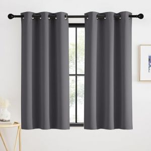 KGORGE Rideaux Occultants Isolation Thermique pour Cuisine Salon et Chambre, Rideau Opaque pour Fenêtres Anti Froid/Chaleur Bloquer Lumiere, L90 x H140cm, Gris, 2 Panneaux (KGORGEHOME, neuf)