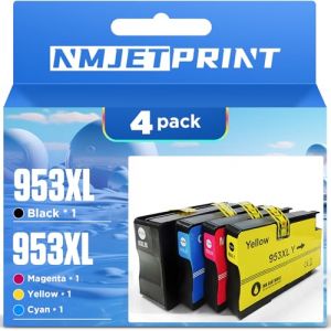 NMJETPRINT Cartouches d'encre Compatibles 953XL pour HP 953XL 953 avec Nouvelle Puce Compatible pour HP OfficeJet Pro 8715 8710 8210 8218 8720 8725 8728 8730 8740 7730 7720 7740 (4 Packs) (NMJET, neuf)