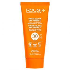 Rougj Cr&egrave;me Solaire SPF 30 Visage & Corps 100 ml &ndash; Protection Solaire Adultes, R&eacute;sistante &agrave; l&rsquo;Eau, Peaux Sensibles, avec Calendula & Beurre de Karit&eacute; &ndash; Sans Parab&egrave;nes &ndash; Made in Italy (Rougj, neuf)